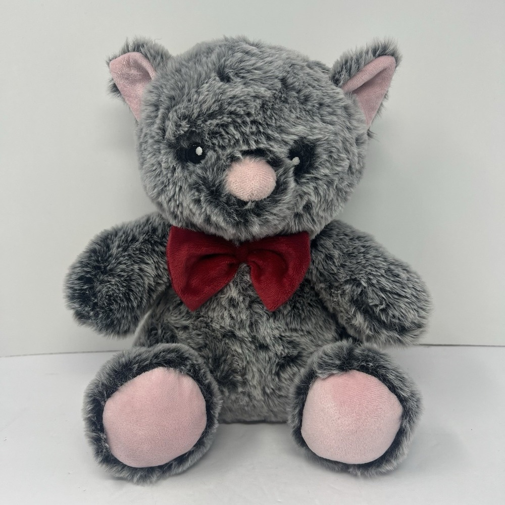 PetSmart Dog Toy Gray‎ Cat Plush 11" Kitty Cat with Squeaker & Bow